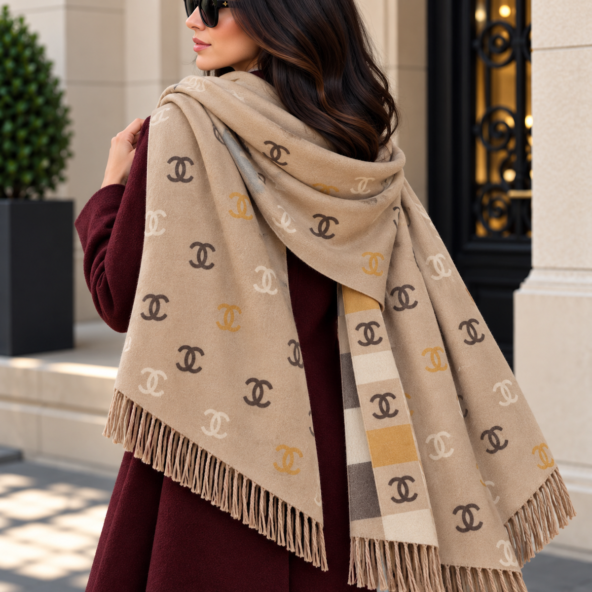 CHANEL echarpe en laine