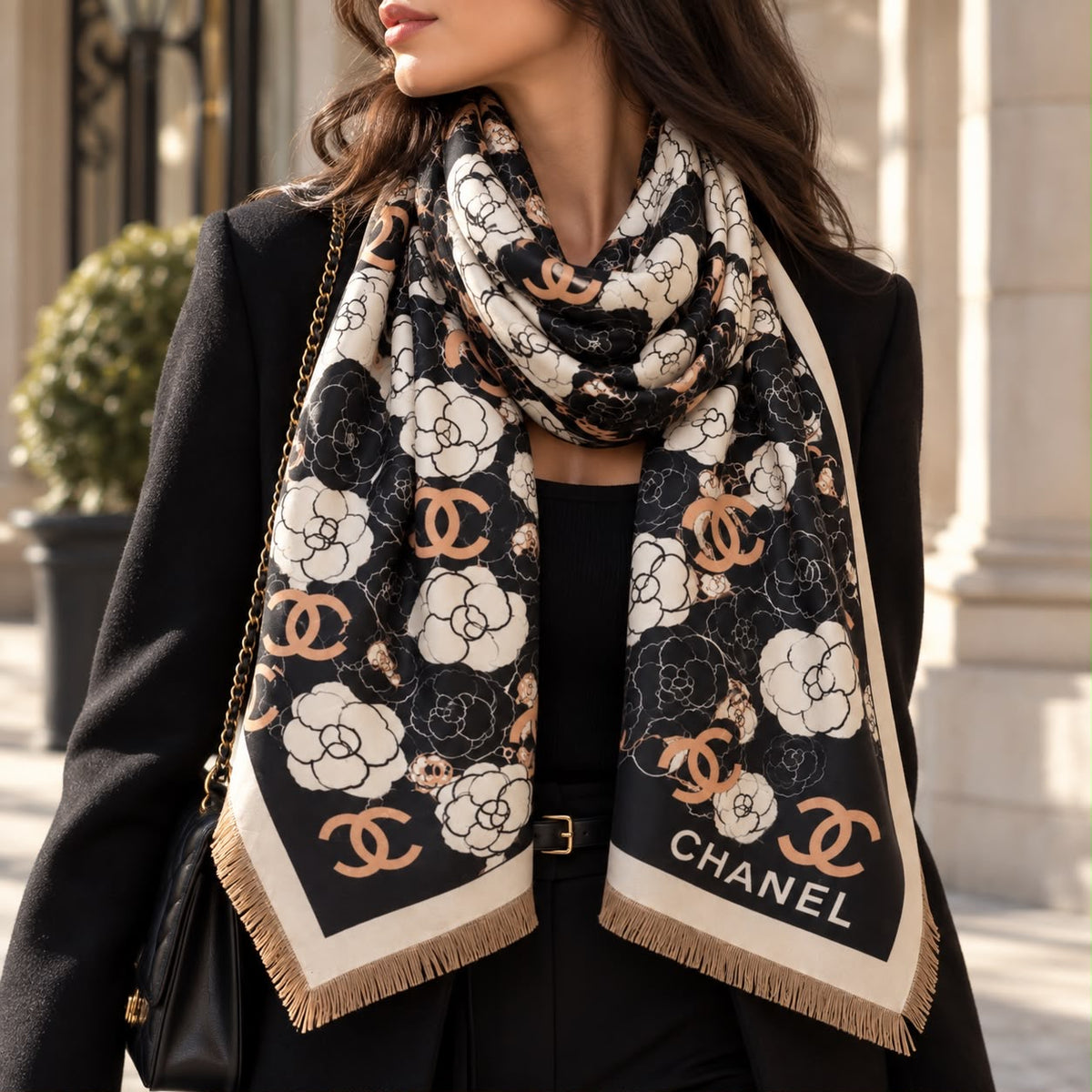 CHANEL écharpe en laine